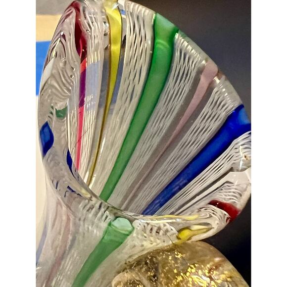 RARE Murano Zanfirico Latticino Glass Decanter Arlecchino Ribbon Gold Aventurine - Picture 10 of 11